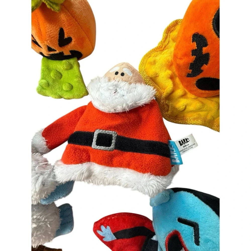 BARK Dog Toy Lot Halloween Christmas Plush‎ Squeaky Turkey Pumpkin Santa Krinkle